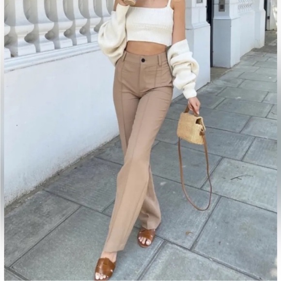 NWT ZARA Françoise Full Length Straight Leg Pants XL - Picture 4 of 16